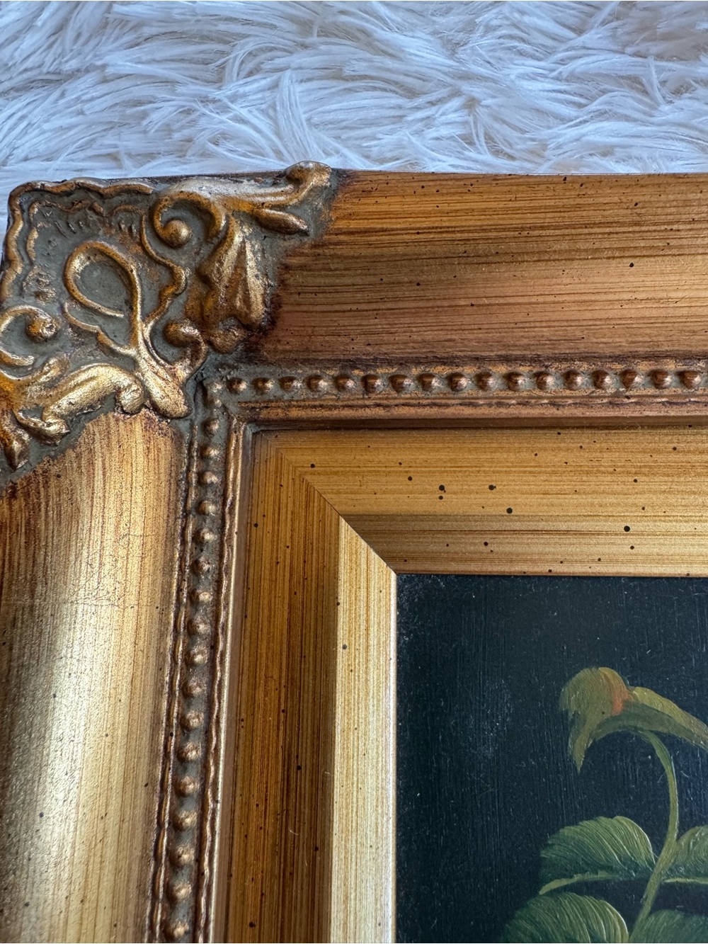 Antique Framed Floral Oil Painting with Pink Roses - Picture 6 of 9